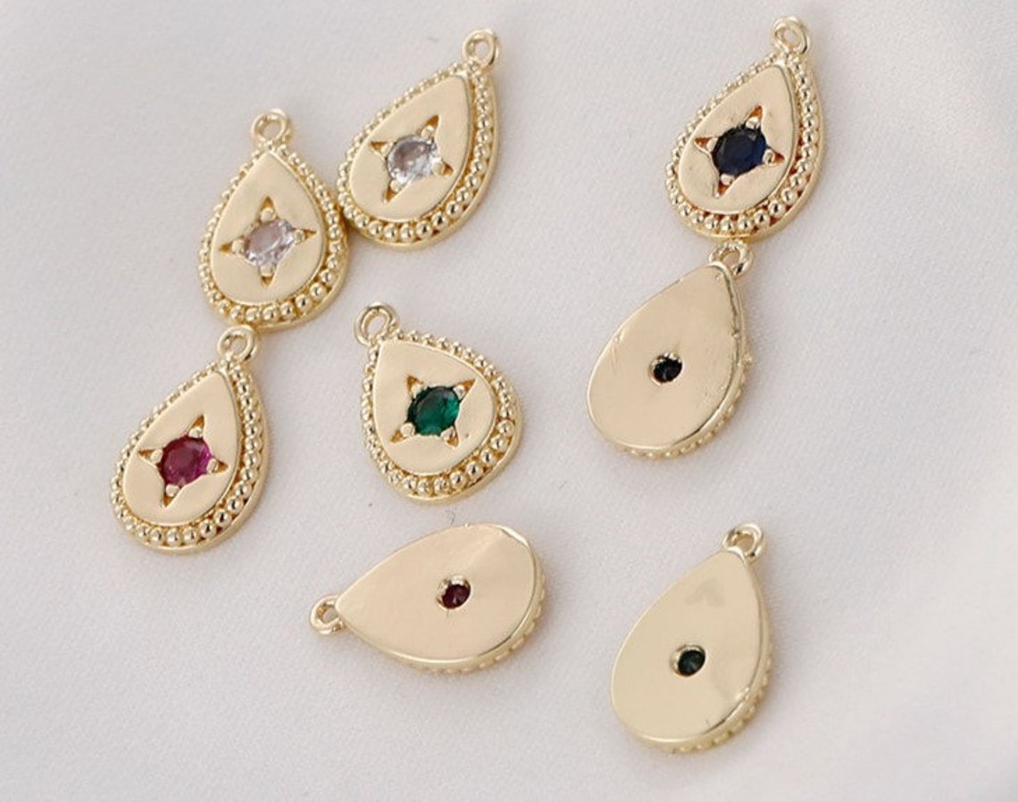 Teardrop Charm Gold Teardrop Charm 6pcs Raw Brass Plating Etsy