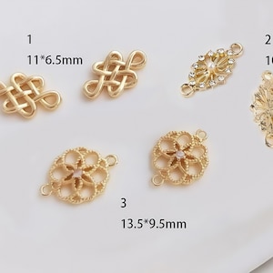 Cubic Zirconia Filigree Flower Connectors, Micro Pave Brass Charms for Jewelry making 8pcs