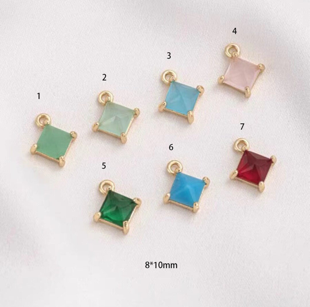 Micro Pave CZ Charm, 14K Gold Plated Dainty Connector Pendant for