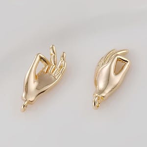 6pcs 18K Gold Plated Hand Gesture Charm for DIY Necklace, Bracelet & Earring