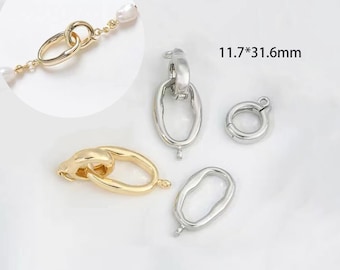 オーバルプッシュゲートクラスプ、スプリングリングカラビナコネクター（チャームブレスレットやチェーン作り用）（3個入り）