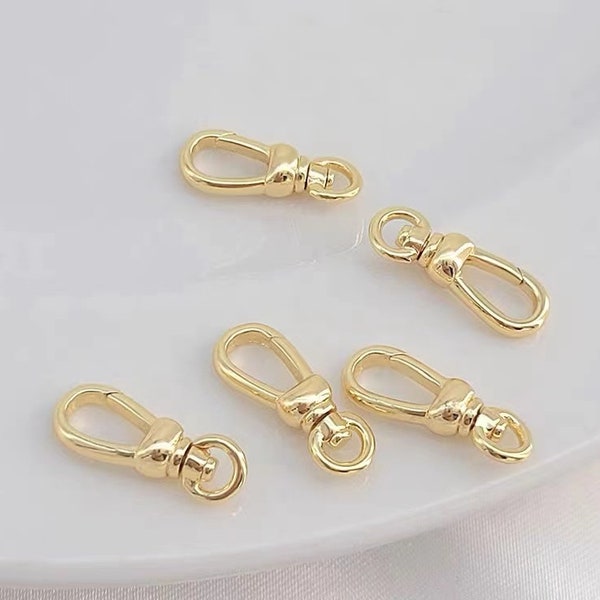 4pcs  18K Gold Filled Oblong Trigger Snap Closure - Swivel Gate Finding for Jewelry Making
