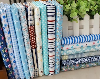 Paquete de telas de algodón con estampado azul - Diseños variados para proyectos de acolchado y manualidades.