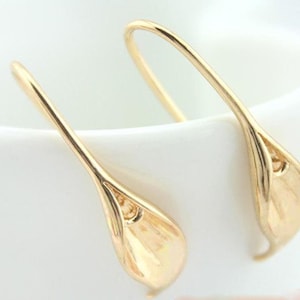 High Quality 24K Gold Plated Brass Calla Lily Flower Drop Earrings  Findings 10pcs