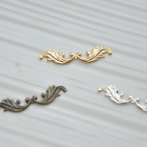 Gold, Silver, and Bronze Plated Brass olive Leaf Filigree Connectors | Intricate Metal Filigree Leaf Charms for DIY Jewelry Making