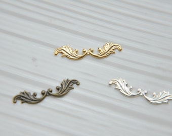 Connecteurs en filigrane de feuille d'olivier en laiton plaqué or, argent et bronze | Charmes de feuilles en filigrane en métal complexes pour la fabrication de bijoux à bricoler soi-même