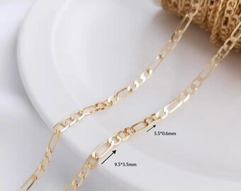 Cadena de eslabones finos chapada en oro para la confección de delicados collares y pulseras (1 metro)