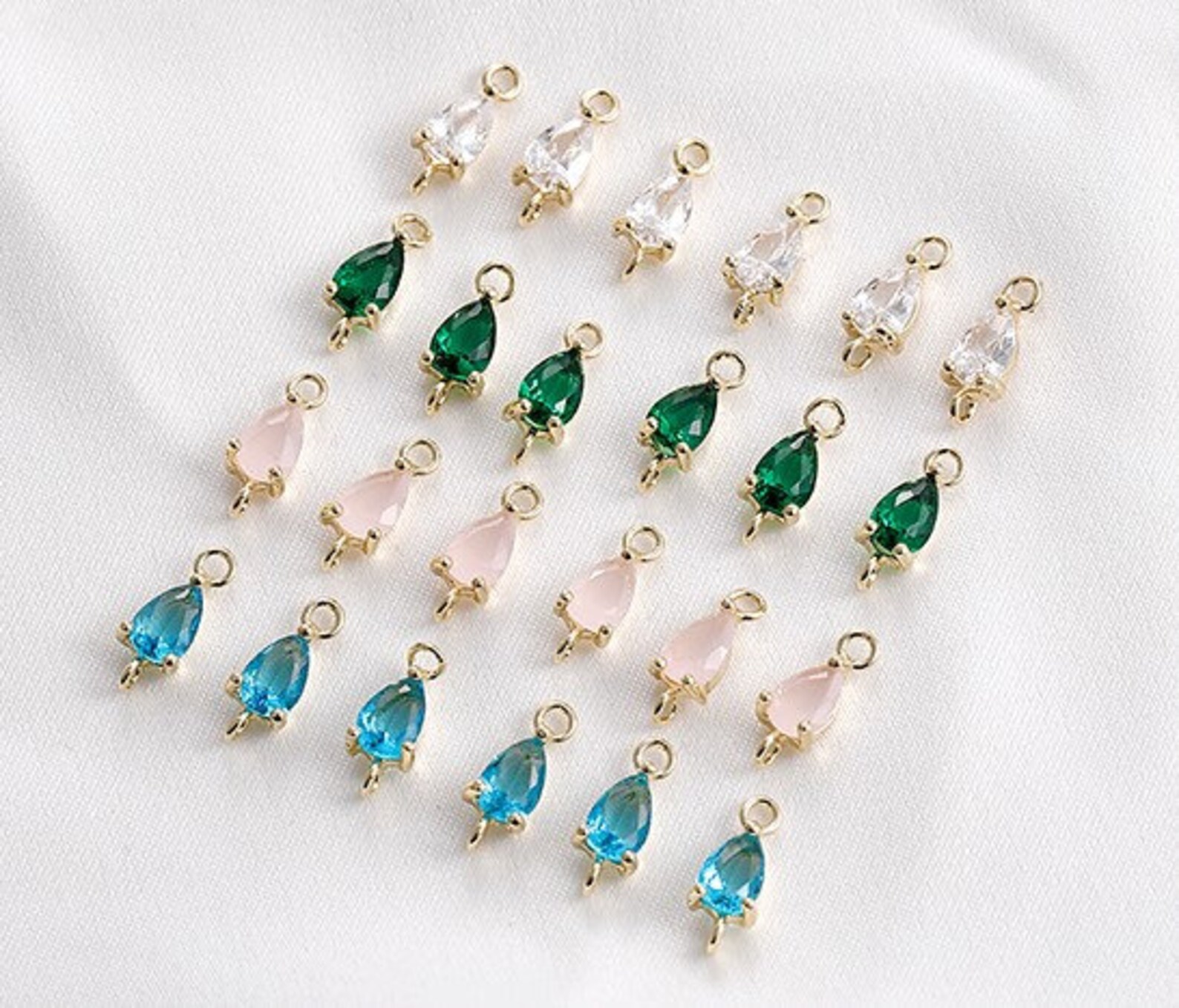 Small glass bead6pcs gold plated Glass drop framed bead Etsy