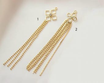 Gold plated Tassel Earrings Charms, Irregular Dangle Pendants for Jewelry DIY (2pcs)