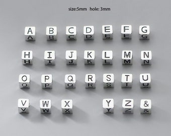 1 piece 925 Sterling Silver Alphabet Spacer Beads - English Gothic Letters for Jewelry Making