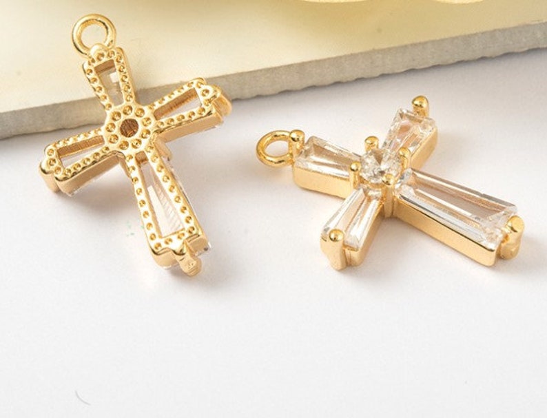 Small Cross Charms Gold Cross Charm Ornate Cross Pendant Etsy