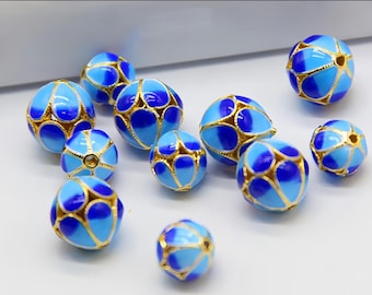 4 cuentas espaciadoras de esmalte champlevé - Dijes de joyería chapados en oro y latón - Separadores de estilo cloisonné DIY
