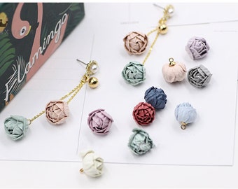 8pcs fleurs en tissu pour l'artisanat - pince à cheveux fleur en tissu - collier fleur en tissu - boucles d'oreilles fleur en tissu