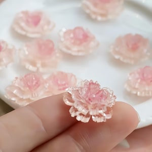 Pink Acrylic and Resin Flower Beads - Lotus Blossom Flower Beads for Jewelry Making