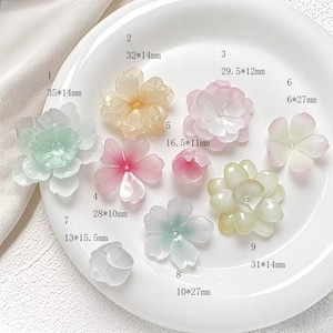 Acrylbloesemkralen: kleurrijke harsdoppen, sieraden maken (3 stuks)