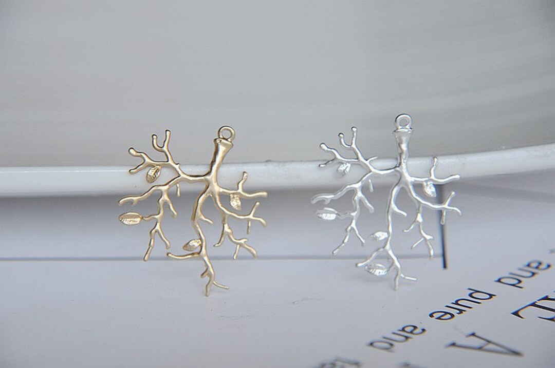 Gold Tree Branch Tree Branch Charm silver Tree Branch 6pcs Raw Brass