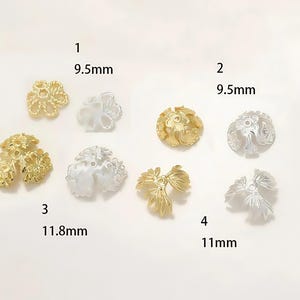 Gold and Silver Filigree Flower Bead Caps with Hole | Brass Metal Bead Caps for Jewelry Making Supplies  10pcs