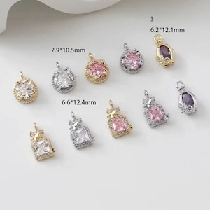 4pcs 14K Gold Plated Copper Elliptical Pendant with Zircon - DIY Necklace & Bracelet Jewelry Making Component