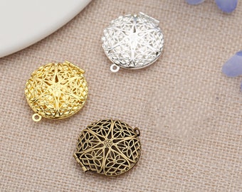 Filigrane Medaillon Charms - Gold Silber Bronze Messing Foto Box Anhänger 5stk