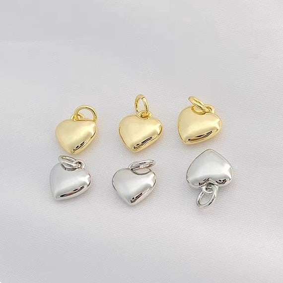 Heart Shape Charm,18k Brushed Gold Overlay Over Brass,gold Charm