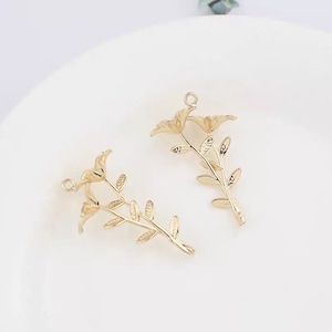 Connecteur à breloques fleur plaqué or : pendentif floral en laiton (6 pièces)