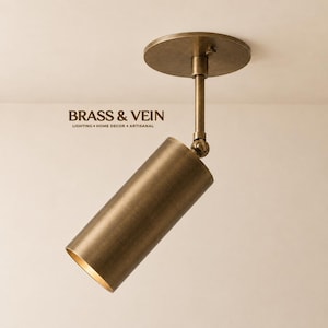Vector Brass Spotlight · Adjustable Solid Brass Ceiling Spot Light · Modern Architectural Lighting Fixture