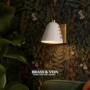 Cresta Studded Sconce • Vintage Mid Century Brass Shade Wall Light