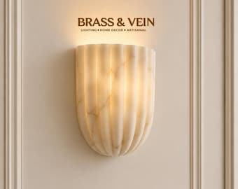 BEST SELLER | Lyra Fluted Alabaster Sconce • Hand Carved Alabaster Wall Light, Luxury Stone Sconce