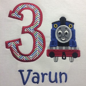 Child's Birthday Thomas the Train applique shirt image 1