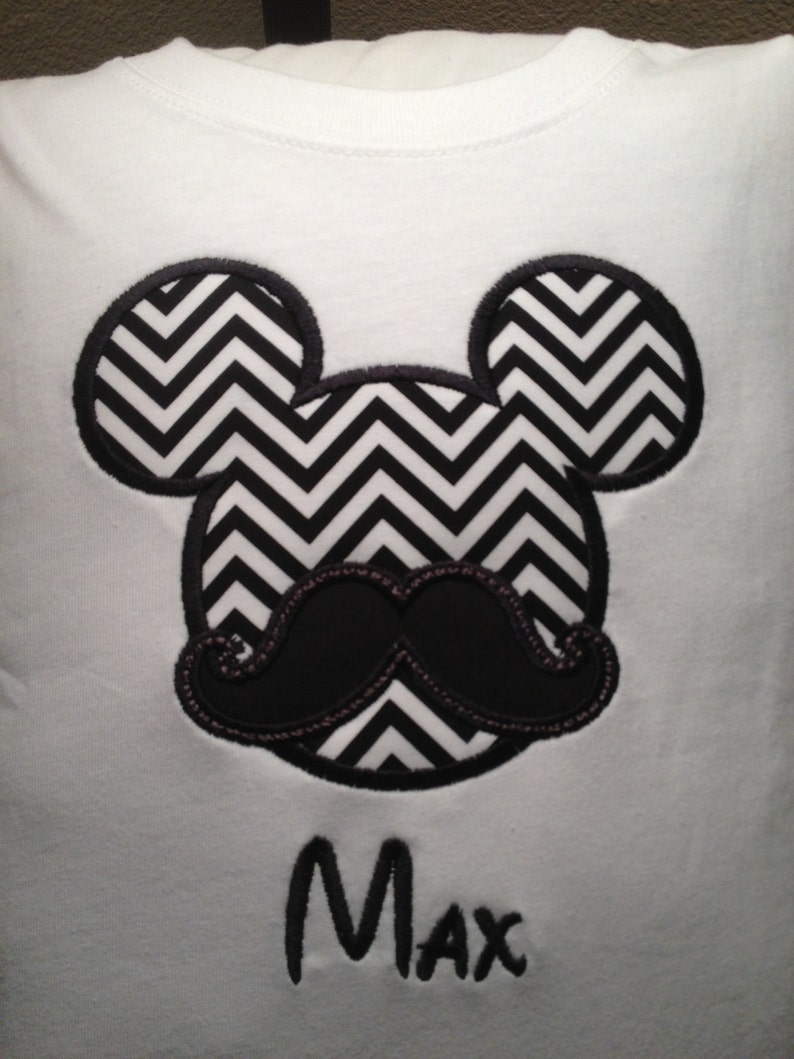 Disney Mustache Mickey Mouse Applique Shirt Etsy