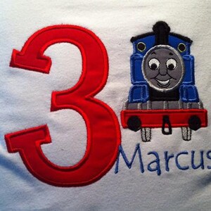 Child's Birthday Thomas the Train applique shirt image 2