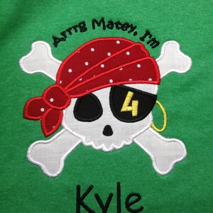 Pirate Skull and Crossbones Applique Birthday Shirt image 1