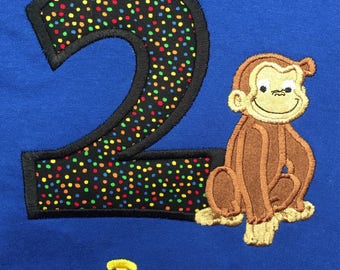 Childrens personalized George the monkey birthday shirt