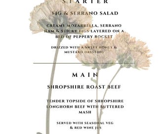 Wildflower Menu Card Canva Templates
