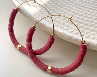 Maroon Heishi Hoops