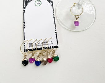 Gemstone Wine Charms | Set of 6