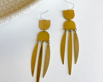 Art Deco Brass Chandelier Earrings
