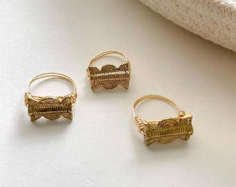Sun and Moon Brass Baule Wire Wrapped Ring