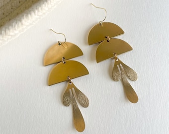 Art Deco and Organic Element Earrings