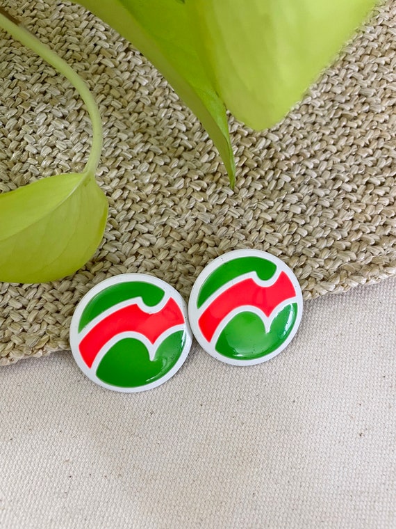 Vintage Neon Enamel Earrings