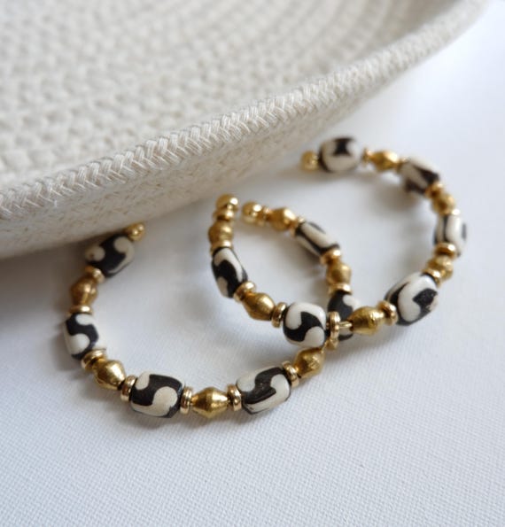 Brass and Bone Bead Bangle