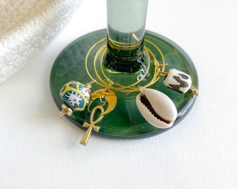 Krobo Bead Wine Glass Charm Set