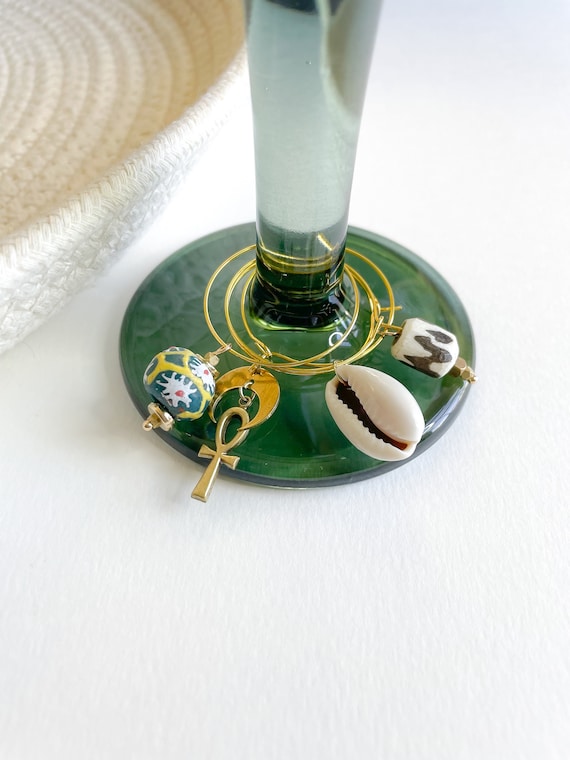 Krobo Bead Wine Glass Charm Set