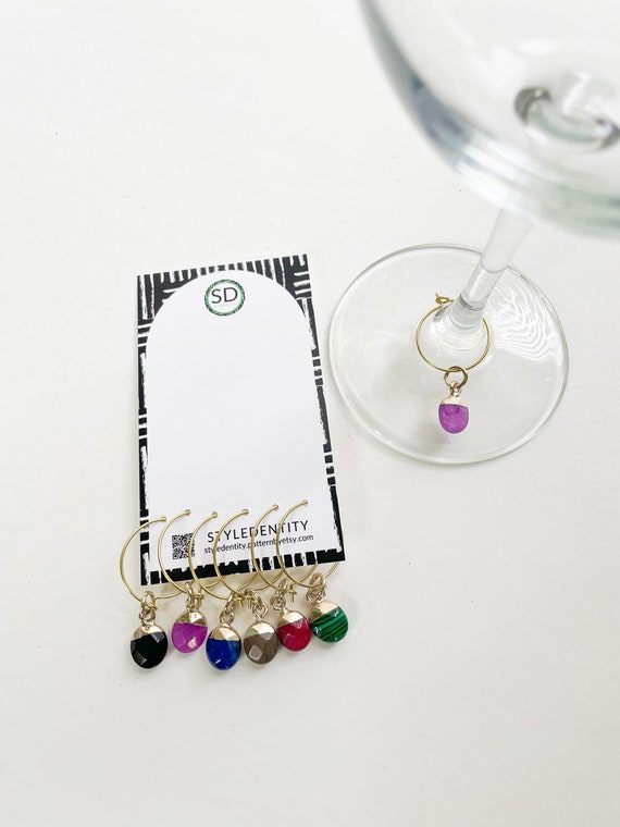 Gemstone Wine Charms | Set of 6