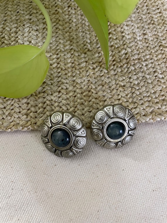 Vintage Faux Silver and Gemstone Earrings