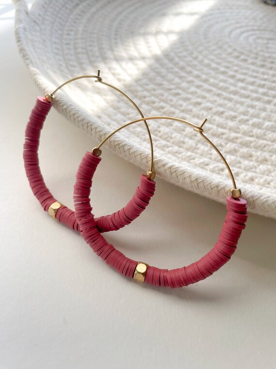 Maroon Heishi Hoops