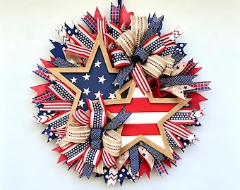 250th Anniversary Patriotic 3D Wreath, Outdoor decoration on July 4th, Memorial Day 3D wreath, American flag wreath in front of the door