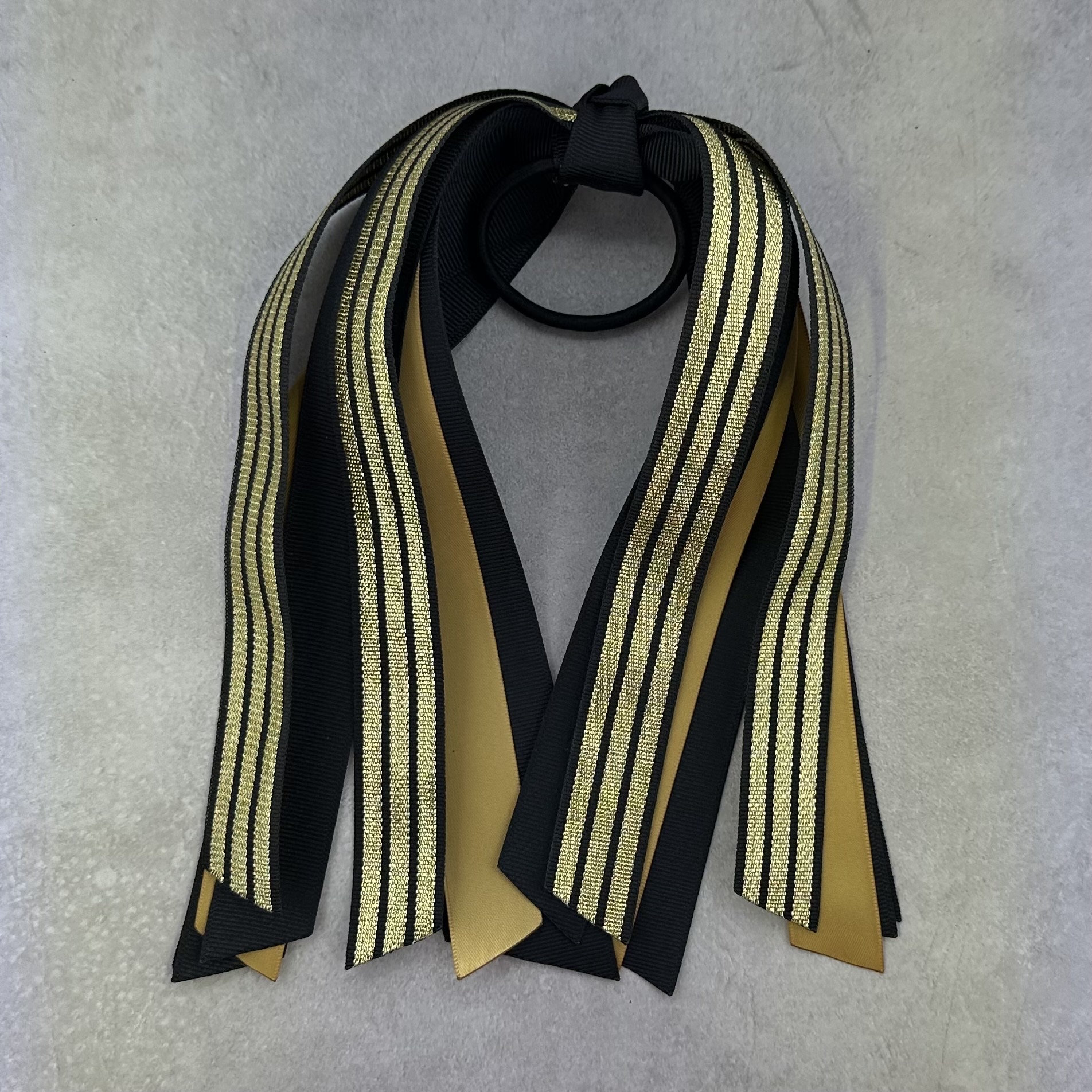 Choose Your Sport & Colors - Black and Gold Hair Streamer, Softball Hair Ribbon, Mizzou Hair Tie, Hockey, Volleyball, Track, Soccer