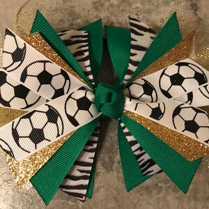 Green Soccer Bow - Soccer Bow - Soccer Ponytail - Emerald Soccer Bow - Soccer Hair bow - team bow - soccer ribbon - soccer hair tie