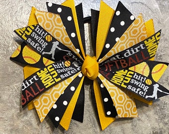 Softball bow - fastpitch hair bow - softball ponytail - yellow gold bow - softball hair bow - yellow gold softball bow - softball ribbon